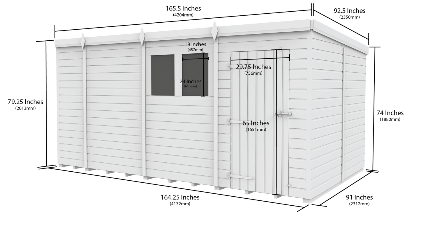 Flat Packed Pent Shed 14x8