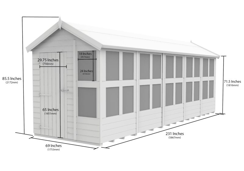 Apex Potting Shed 6x20 - Willow Woodhouse