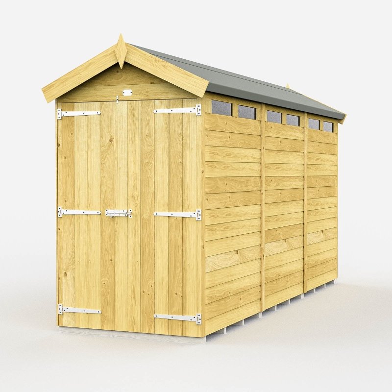 Flat Packed Apex Security Shed 4x12 - Willow Woodhouse