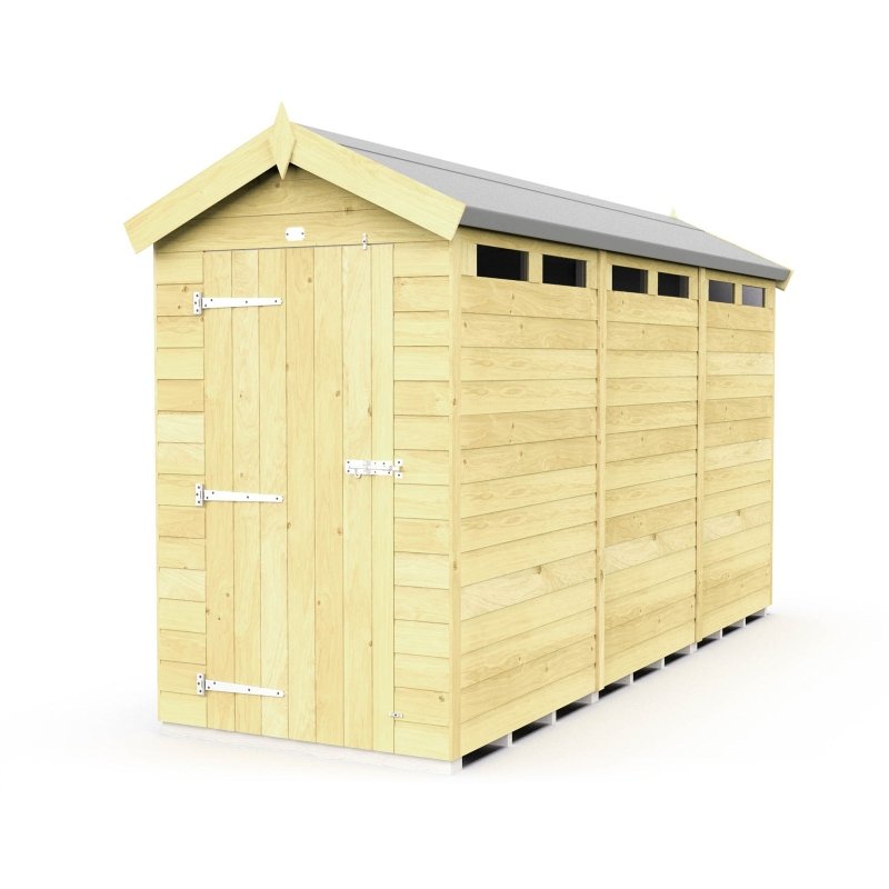 Flat Packed Apex Security Shed 4x12 - Willow Woodhouse