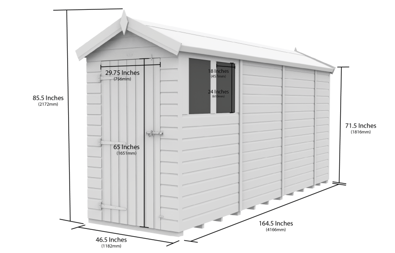 Flat Packed Apex Security Shed 4x14 - Willow Woodhouse