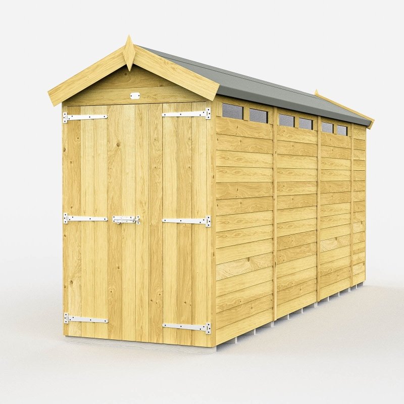 Flat Packed Apex Security Shed 4x14 - Willow Woodhouse