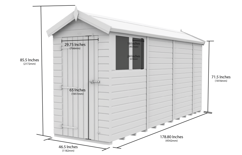 Flat Packed Apex Security Shed 4x15 - Willow Woodhouse