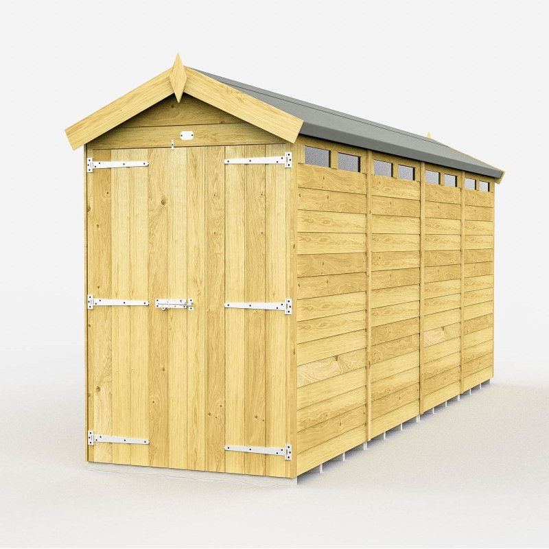 Flat Packed Apex Security Shed 4x16 - Willow Woodhouse