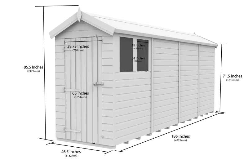 Flat Packed Apex Security Shed 4x16 - Willow Woodhouse