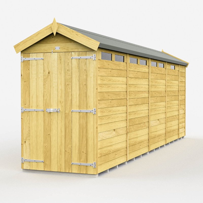 Flat Packed Apex Security Shed 4x17 - Willow Woodhouse