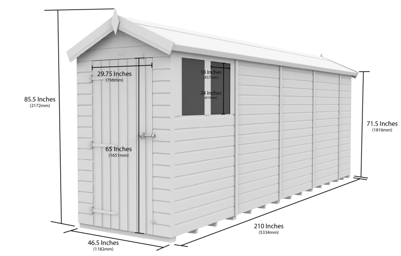 Flat Packed Apex Security Shed 4x18 - Willow Woodhouse