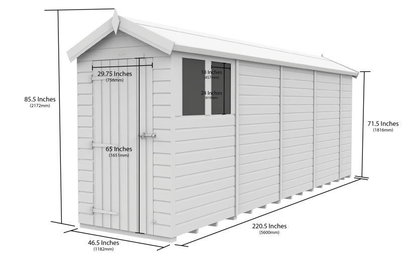 Flat Packed Apex Security Shed 4x19 - Willow Woodhouse