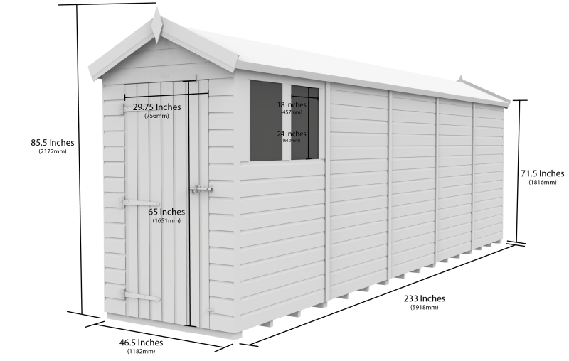 Flat Packed Apex Security Shed 4x20 - Willow Woodhouse