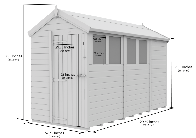 Flat Packed Apex Security Shed 5x11 - Willow Woodhouse