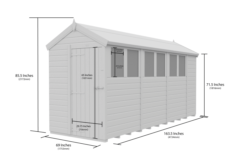 Flat Packed Apex Security Shed 5x14 - Willow Woodhouse