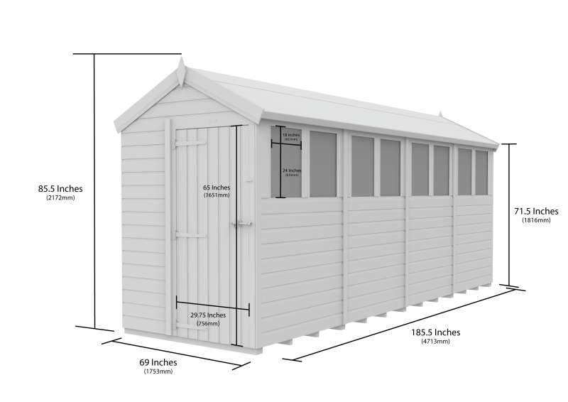 Flat Packed Apex Security Shed 5x16 - Willow Woodhouse