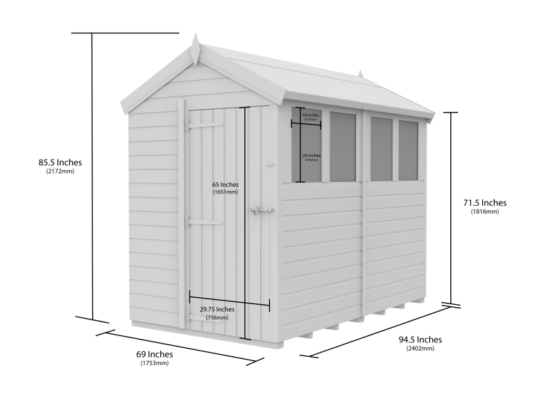 Flat Packed Apex Security Shed 5x8 - Willow Woodhouse