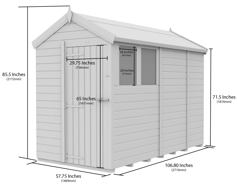 Flat Packed Apex Security Shed 5x9 - Willow Woodhouse