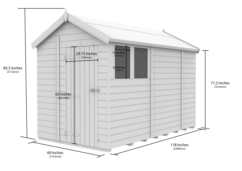 Flat Packed Apex Security Shed 6x10 - Willow Woodhouse