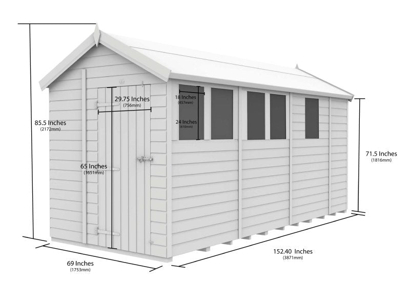 Flat Packed Apex Security Shed 6x13 - Willow Woodhouse