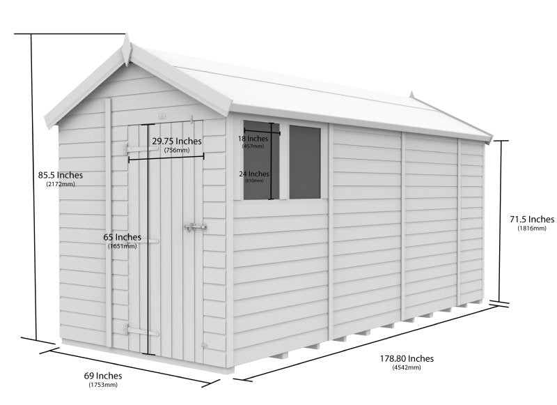 Flat Packed Apex Security Shed 6x15 - Willow Woodhouse