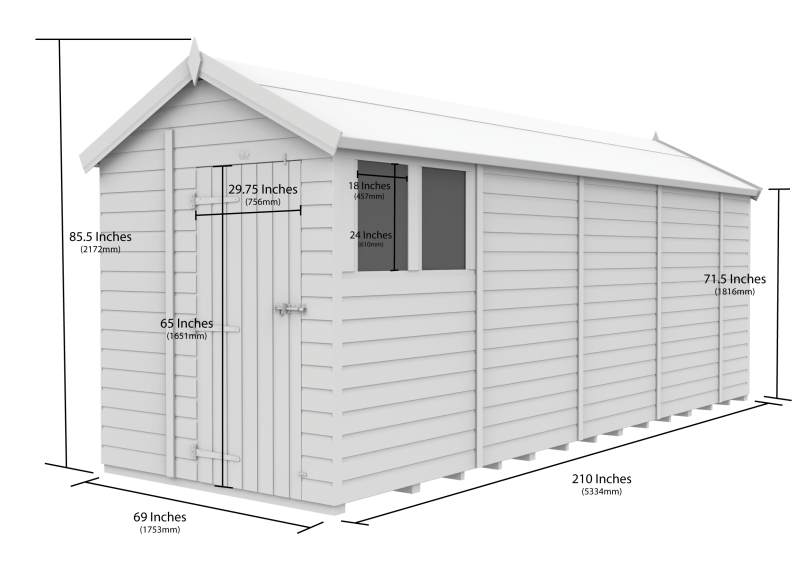 Flat Packed Apex Security Shed 6x18 - Willow Woodhouse