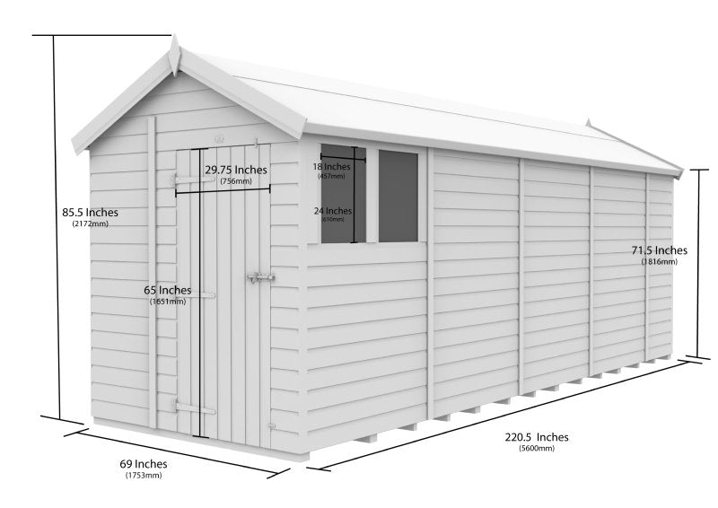 Flat Packed Apex Security Shed 6x19 - Willow Woodhouse