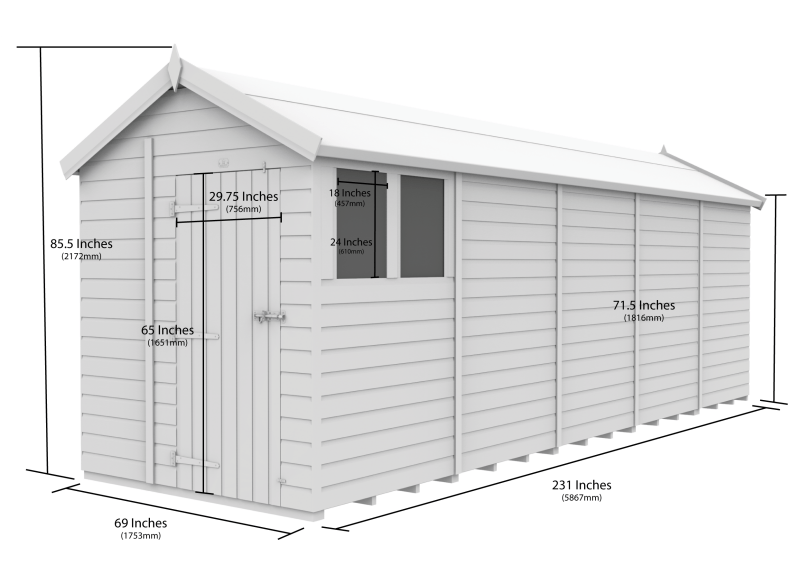 Flat Packed Apex Security Shed 6x20 - Willow Woodhouse