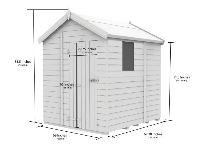 Flat Packed Apex Security Shed 6x5 - Willow Woodhouse