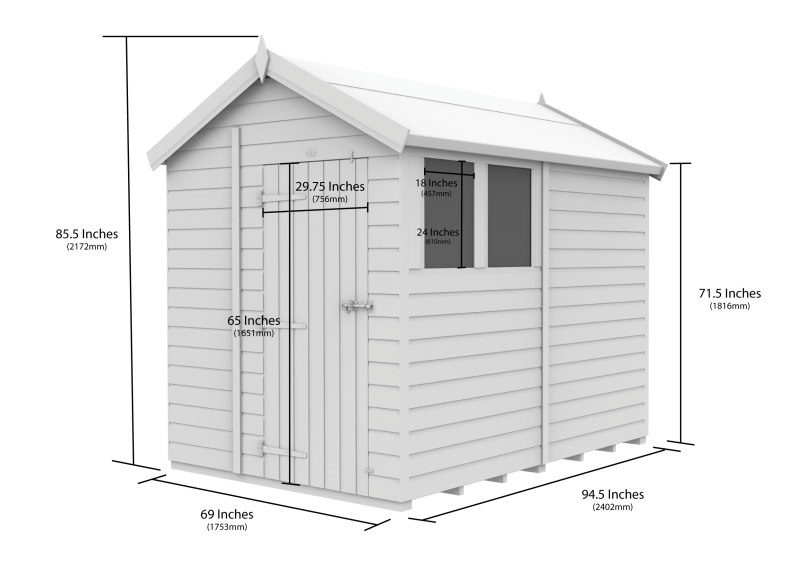 Flat Packed Apex Security Shed 6x8 - Willow Woodhouse