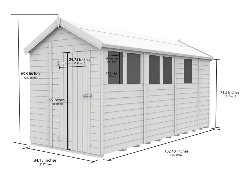 Flat Packed Apex Security Shed 7x13 - Willow Woodhouse