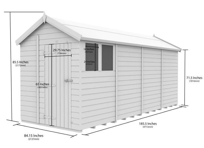 Flat Packed Apex Security Shed 7x16 - Willow Woodhouse