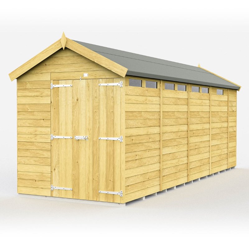 Flat Packed Apex Security Shed 7x17 - Willow Woodhouse