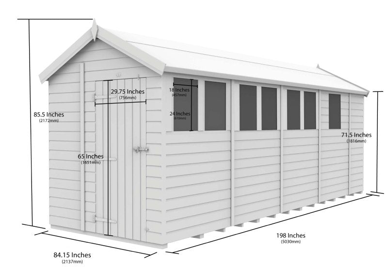 Flat Packed Apex Security Shed 7x17 - Willow Woodhouse