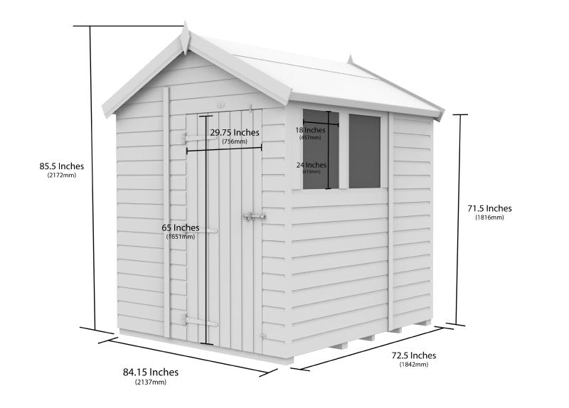 Flat Packed Apex Security Shed 7x6 - Willow Woodhouse