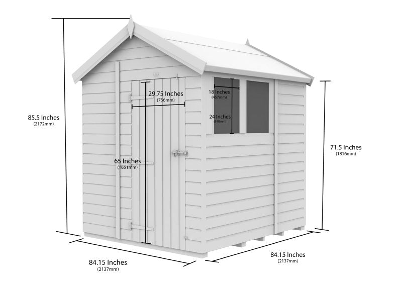 Flat Packed Apex Security Shed 7x7 - Willow Woodhouse