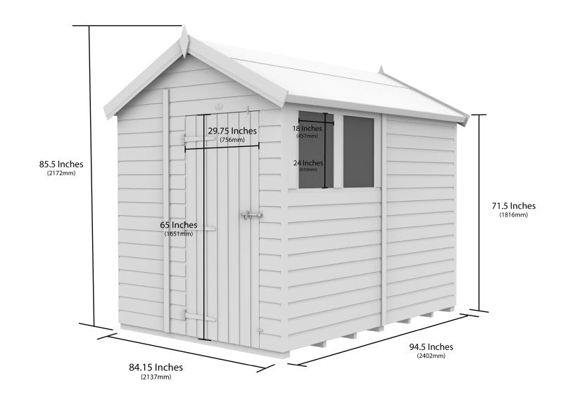 Flat Packed Apex Security Shed 7x8 - Willow Woodhouse