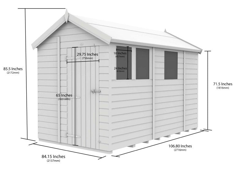 Flat Packed Apex Security Shed 7x9 - Willow Woodhouse