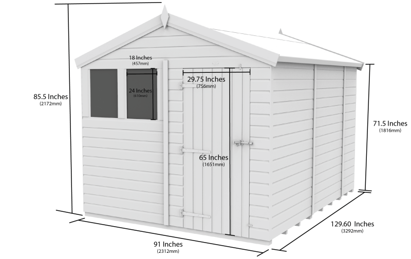 Flat Packed Apex Security Shed 8x11 - Willow Woodhouse