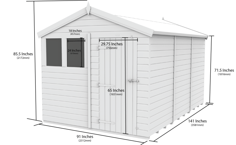 Flat Packed Apex Security Shed 8x12 - Willow Woodhouse