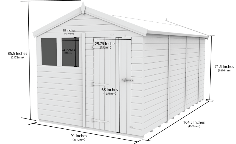 Flat Packed Apex Security Shed 8x14 - Willow Woodhouse