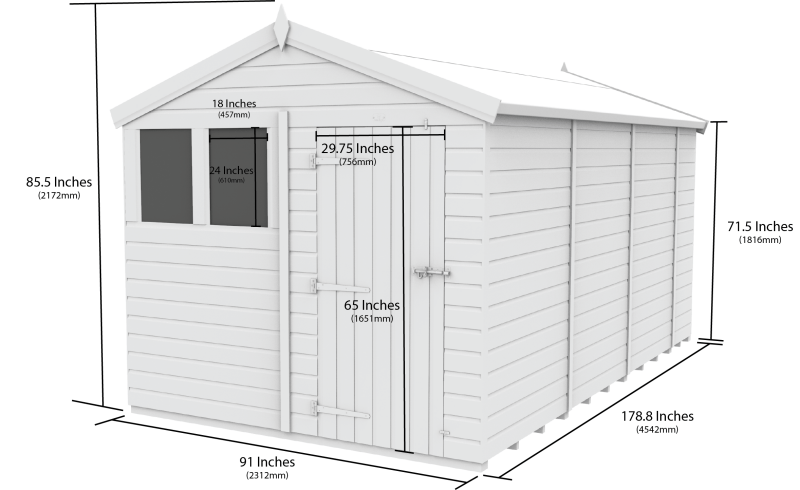 Flat Packed Apex Security Shed 8x15 - Willow Woodhouse