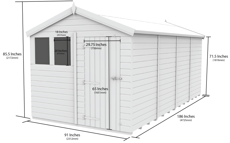 Flat Packed Apex Security Shed 8x16 - Willow Woodhouse