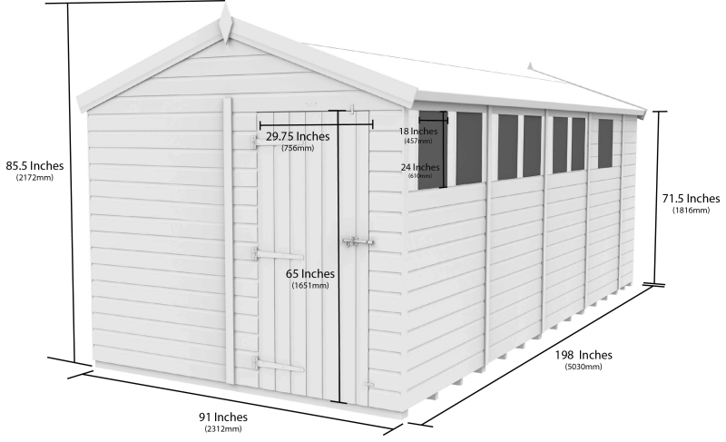 Flat Packed Apex Security Shed 8x17 - Willow Woodhouse