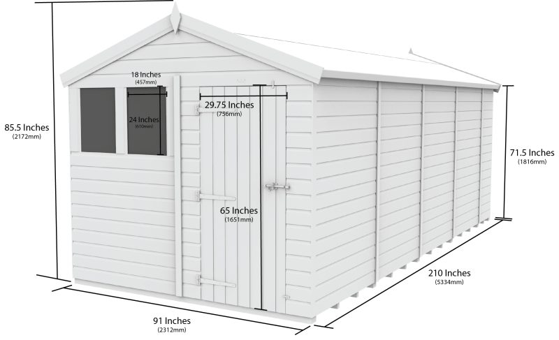 Flat Packed Apex Security Shed 8x18 - Willow Woodhouse