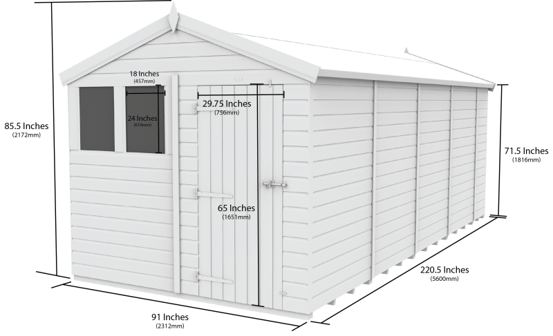 Flat Packed Apex Security Shed 8x19 - Willow Woodhouse