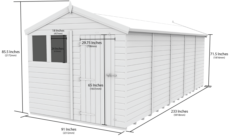 Flat Packed Apex Security Shed 8x20 - Willow Woodhouse