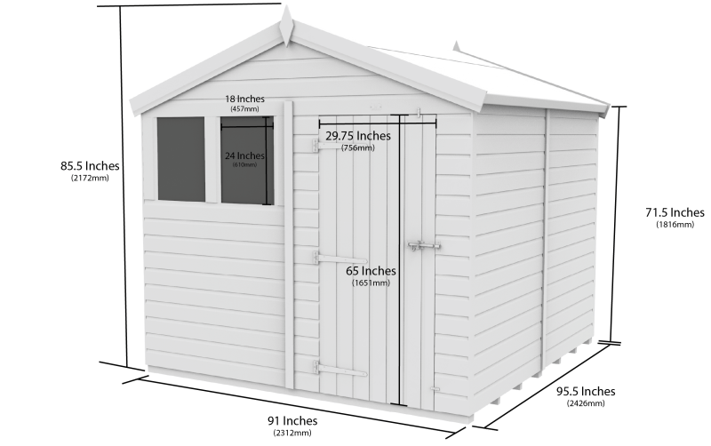 Flat Packed Apex Security Shed 8x8 - Willow Woodhouse