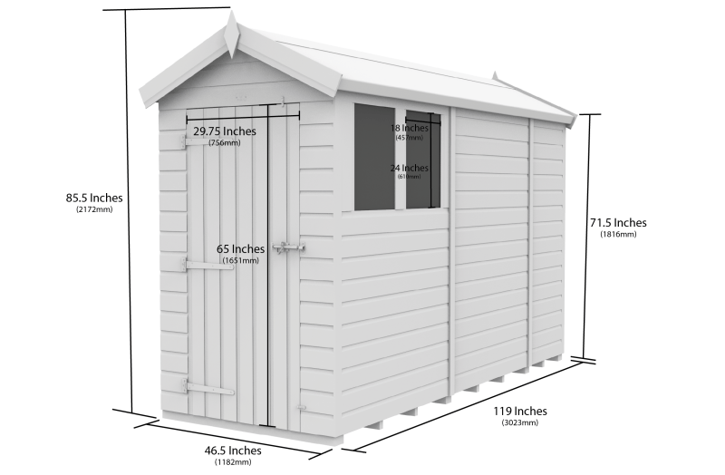 Flat Packed Apex Shed 4x10 - Willow Woodhouse