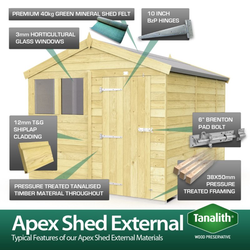 Flat Packed Apex Shed 4x11 - Willow Woodhouse