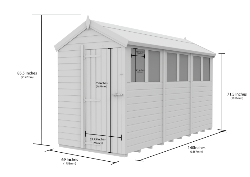 Flat Packed Apex Shed 5x12 - Willow Woodhouse