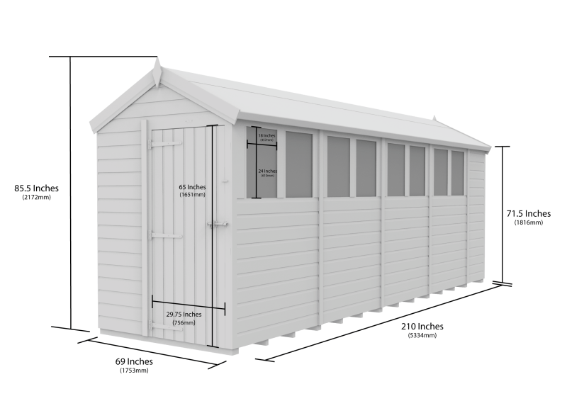 Flat Packed Apex Shed 5x18 - Willow Woodhouse