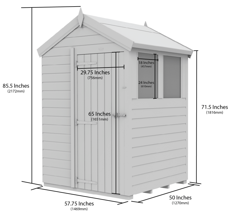 Flat Packed Apex Shed 5x4 - Willow Woodhouse