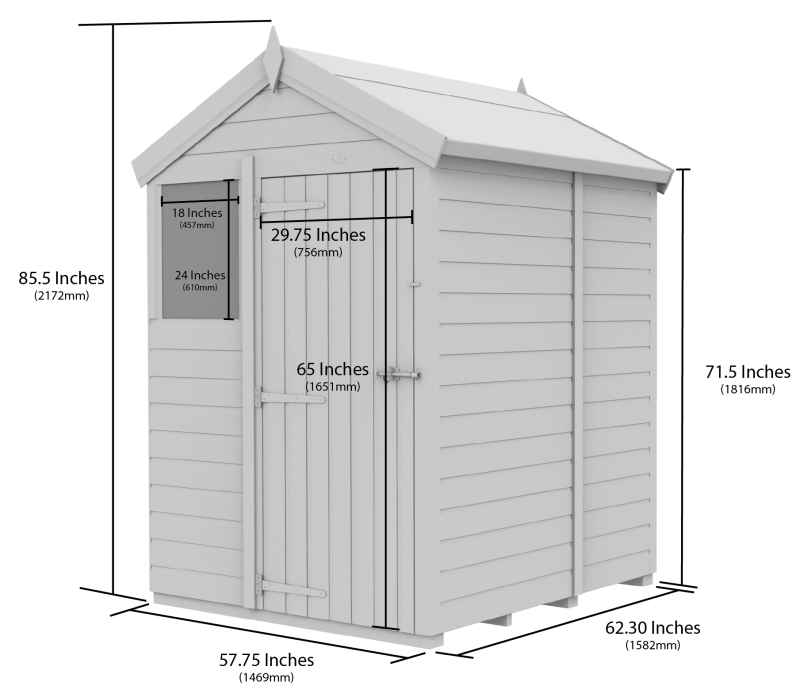 Flat Packed Apex Shed 5x5 - Willow Woodhouse